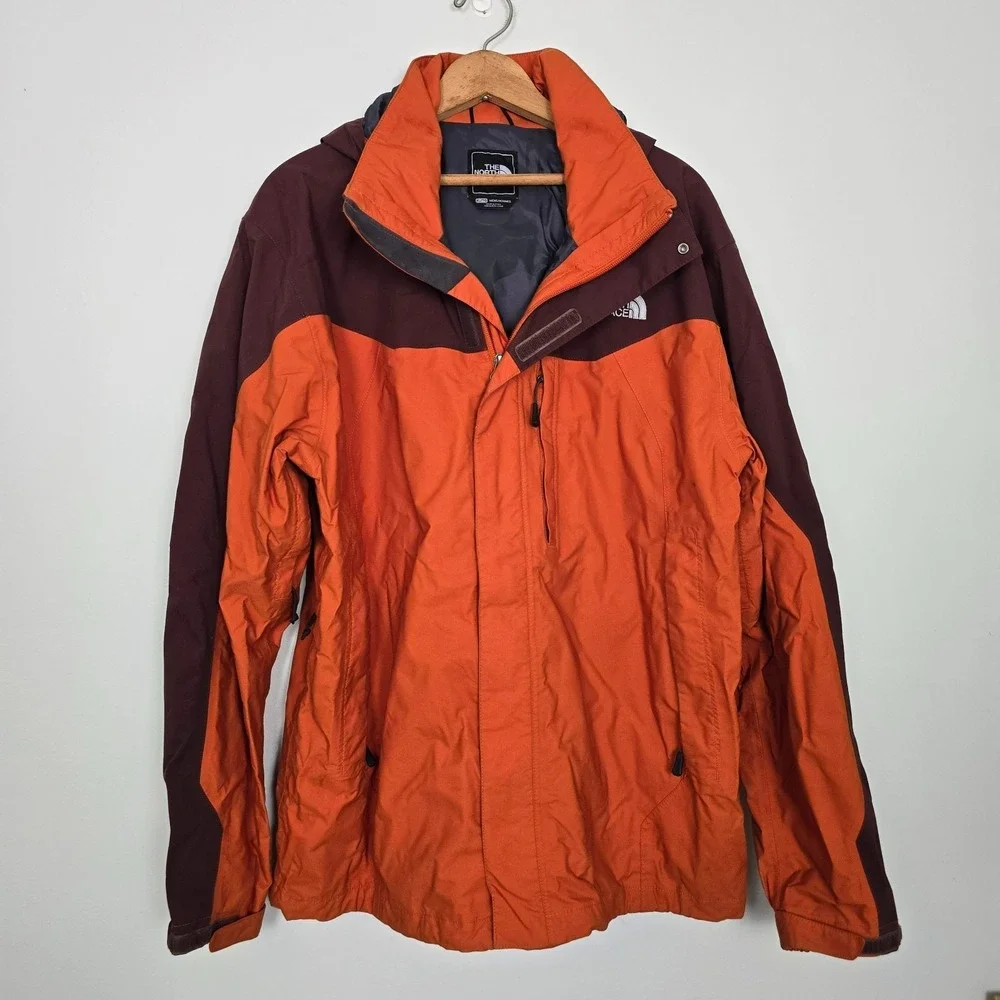 The North Face Mens HyVent Jacket Size XL Orange Hiking Gorpcore Technical Gear